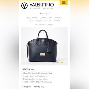 Valentino Bravia genuine leather handbag. Tags are attached.Classic.